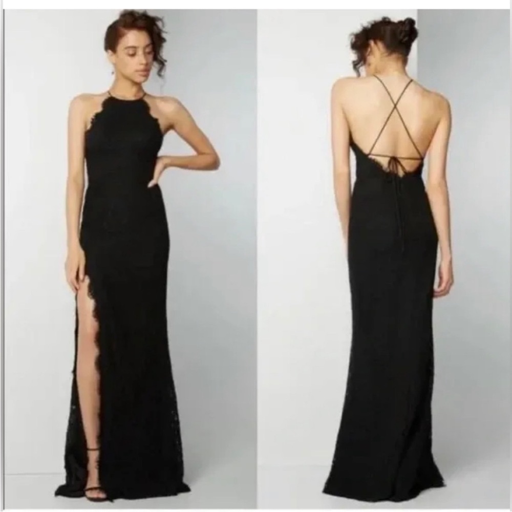 NWT Aijek Collection FW 2018 Melanie Tie Back Lace Maxi Dress Size‎ 4